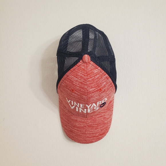 Vineyard Vines Hat Cap Snap Back Red Blue Preppy Whale Outdoors Mesh Back - Picture 4 of 9